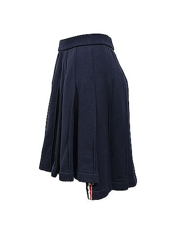 Thom Browne Thom Browne Classic Loopback Pleated Mini Skirt in Navy Blue Cotton (view 2)