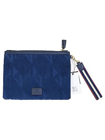 Anya Hindmarch Anya Hindmarch Logo-Embossed Terry Pouch in Blue Cotton (view 1)