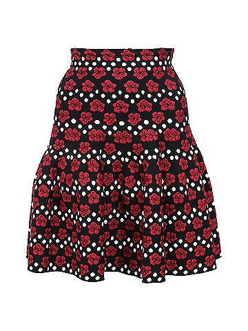 Alaïa Alaïa Floral Printed Mini Skirt in Black Cotton (view 1)