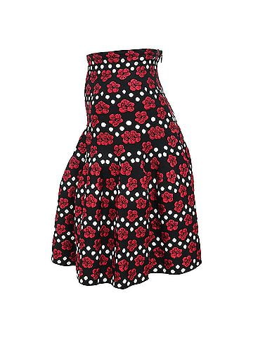 Alaïa Alaïa Floral Printed Mini Skirt in Black Cotton (view 2)