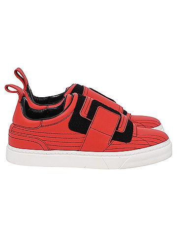 Paco Rabanne Paco Rabanne Contoured Effect Sneakers in Red Leather (view 1)
