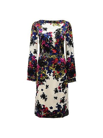 Erdem  Erdem Floral Printed Knee-Length Dress in Multicolor Silk (view 1)