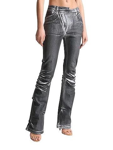 MANIERE DE VOiR Oil Print Tacked Fit And Flare Jeans Jeans (view 1)