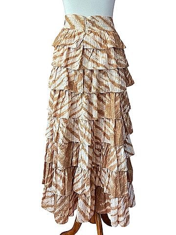 Ulla Johnson Margot Tie Dye Tiered Ruffle Sand Casual Skirt (view 2)