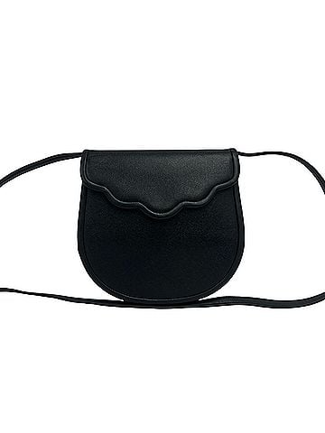 Yves Saint Laurent YVES SAINT LAURENT Vintage Scalloped Leather Mini Shoulder Bag/Pouch, Black, 89009 (view 1)