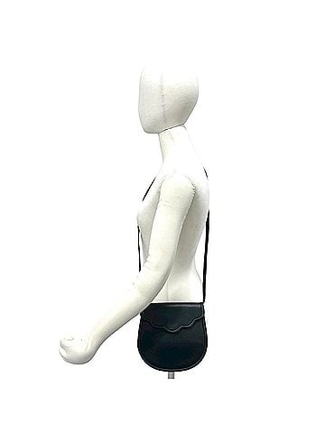 Yves Saint Laurent YVES SAINT LAURENT Vintage Scalloped Leather Mini Shoulder Bag/Pouch, Black, 89009 (view 2)