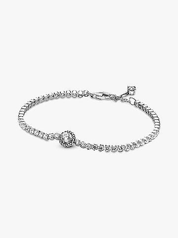 Pandora Sparkling Halo Small Tennis Bracelet in Silver (view 1)