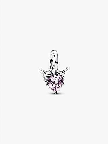 Pandora Winged Heart Mini Dangle Charm in Silver (view 1)
