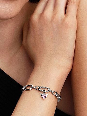 Pandora Winged Heart Mini Dangle Charm in Silver (view 2)