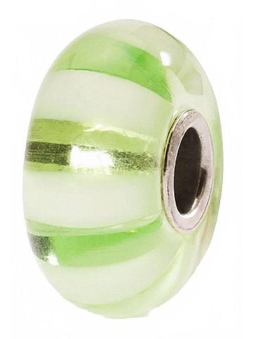 Trollbeads Women's Stripe Glass Bead Charm in Light Green (view 1)