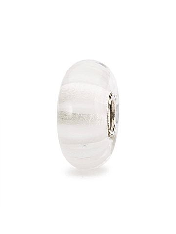 Trollbeads Women's Stripe Glass Bead Charm in White (view 1)
