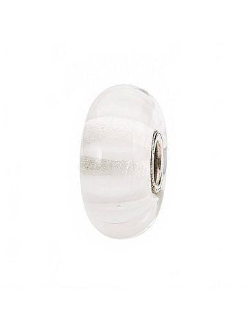 Trollbeads Women's Stripe Glass Bead Charm in White (view 2)