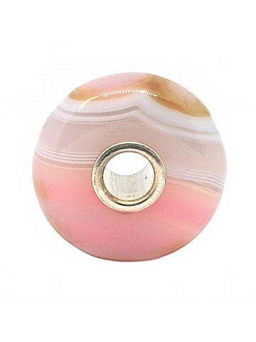 Trollbeads Women's Striped Agate Bead Charm in Pink (view 1)