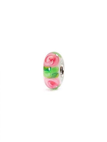 Trollbeads Women's Rose Glass Bead Charm in Pink/ Green (view 1)