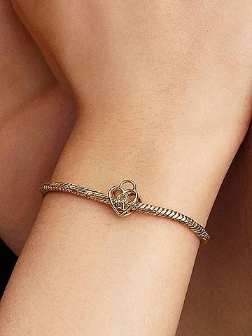 Pandora Openwork Heart Padlock Charm in Gold (view 2)