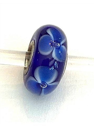 Trollbeads Women's Universal Charm Bead in Unique Navy/White/Blue Flowers Bead (view 1)