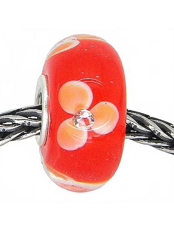 Trollbeads Women's Glass Bead Charm in Peach Flower (view 2)