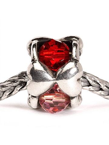 Trollbeads Women's Valentine Bead Charm in Silver/ Red (view 2)
