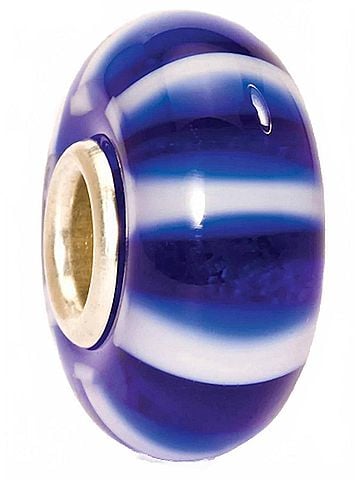 Trollbeads Women's Stripe Glass Bead Charm in Blue/ White (view 1)