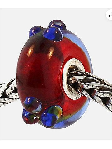 Trollbeads Women's Flower Bud Glass Bead Charm in Blue/ Red (view 1)