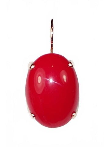 Mariana Women's Oval Stone Earrings in Red (view 1)