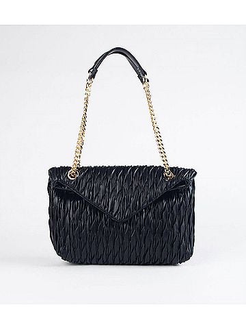Sondra Roberts Pleated Nappa Chain Strap Bag in Black (view 1)