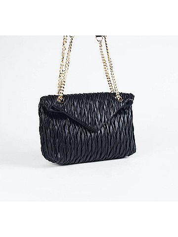 Sondra Roberts Pleated Nappa Chain Strap Bag in Black (view 2)