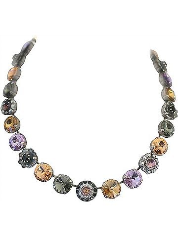 Mariana Women's Large Floral Crystal Necklace in Jet Black (view 2)