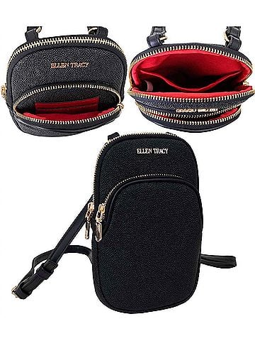 Ellen Tracy Women's Stingray Phone Case & Wallet Bag in Black (view 1)