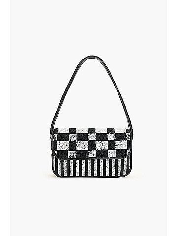 America & Beyond Women's Zen Check Shoulder Bag in Black And White (view 1)