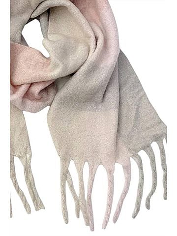 Kensie Women's Fringe Scarf in Neutral Plaid (view 2)