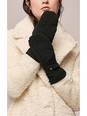 Soia & Kyo Women's Alina Faux Shearling Gloves in Black (view 2)