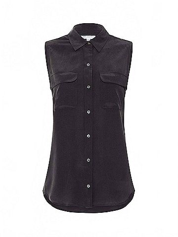Equipment Sleeveless Slim Signature Top in True Black (view 1)
