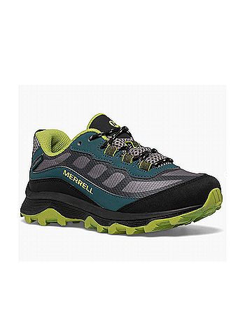 Merrell Big Kid's Moab Speed Low Waterproof Hybrid Sneaker in Deep Green/Black (view 2)