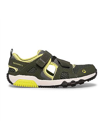 Merrell Little Kid's Hydro Free Roam Sandals in Olive/Lime (view 2)