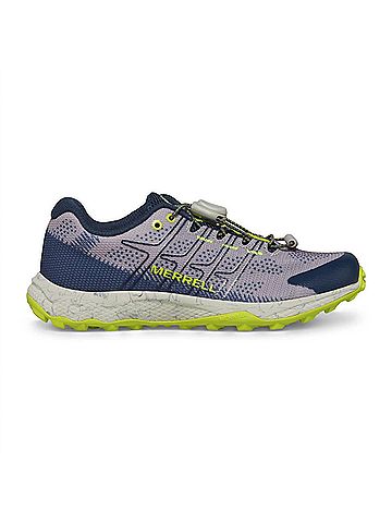 Merrell Little Kid's Moab Flight Low Sneaker in Grey/Navy/Citron (view 1)