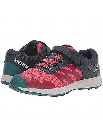 Merrell Little Kid's Nova 2 Trail Runner Shoes in Navy/Coral (view 2)