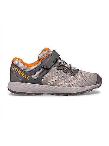 Merrell Little Kid's Nova Trail Runner Shoes in Grey/Orange (view 1)