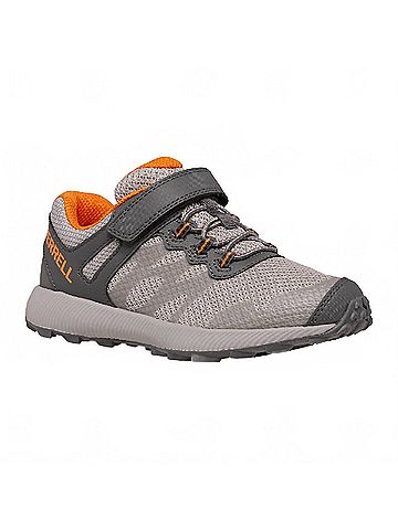 Merrell Little Kid's Nova Trail Runner Shoes in Grey/Orange (view 2)