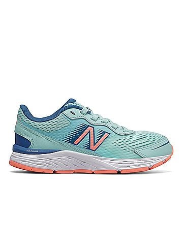 New Balance Big Kid's 680 Running Shoe in Bali Blue/Ginger Pink (view 1)