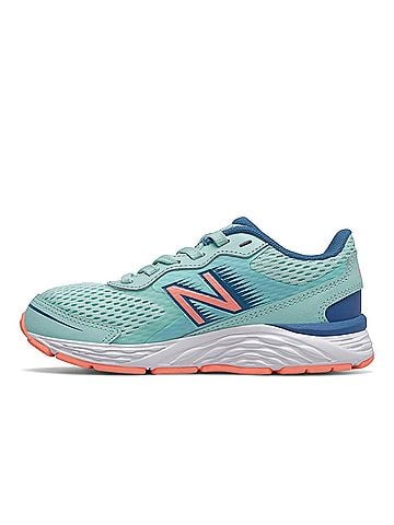 New Balance Big Kid's 680 Running Shoe in Bali Blue/Ginger Pink (view 2)