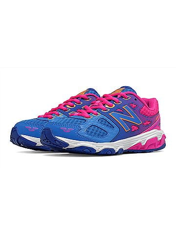 New Balance Little Kid's 680v3 Running Shoes in Purple/Pink (view 2)