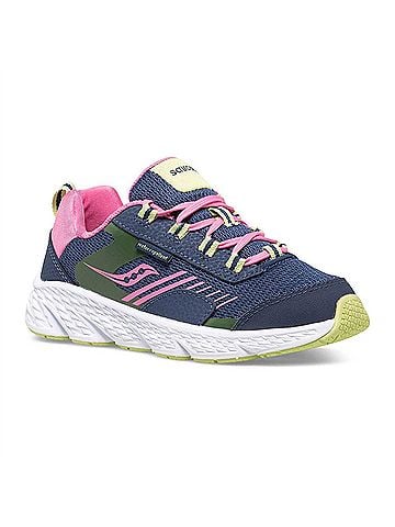 Saucony Kid's Wind Sneakers in Shield Navy/Pink (view 2)