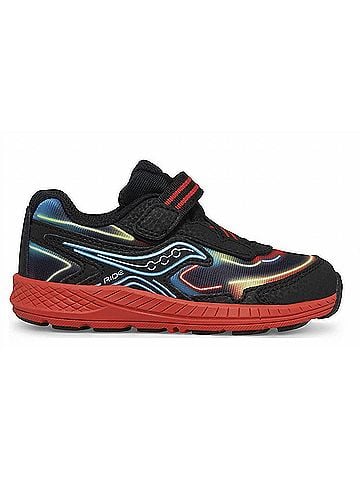 Saucony Toddler's Ride 10 Sneakers in Neon/Black/ Red (view 2)