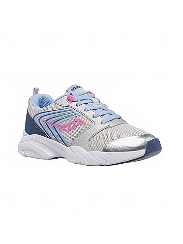 Saucony Kid's Wind Fst Ltt Sneakers in Silver/Blue/Pink (view 1)