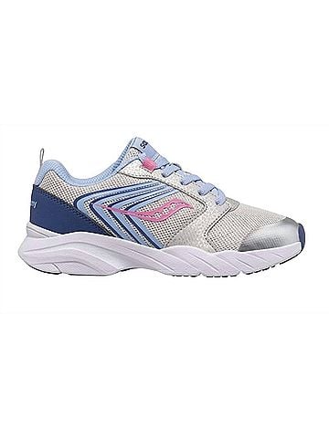 Saucony Kid's Wind Fst Ltt Sneakers in Silver/Blue/Pink (view 2)
