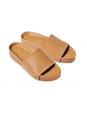 Beek.. Women's Pelican Leather Platform Sandal in Honey (view 1)