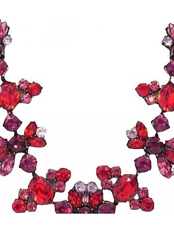 Max Women's Luxury Victorian Crystal Statement Necklace Set in Red And Pink (view 2)