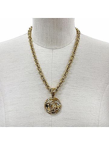 Chanel CHANEL Vintage 94P 1994 Coco Mark Chain Necklace Pendant Gold Made in France Women's Men's (view 2)