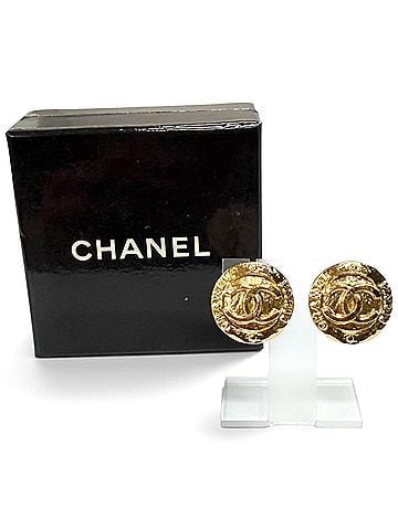 Chanel CHANEL Vintage 28 Coco Mark Logo Earrings, Gold, Made in France, Women's (view 2)